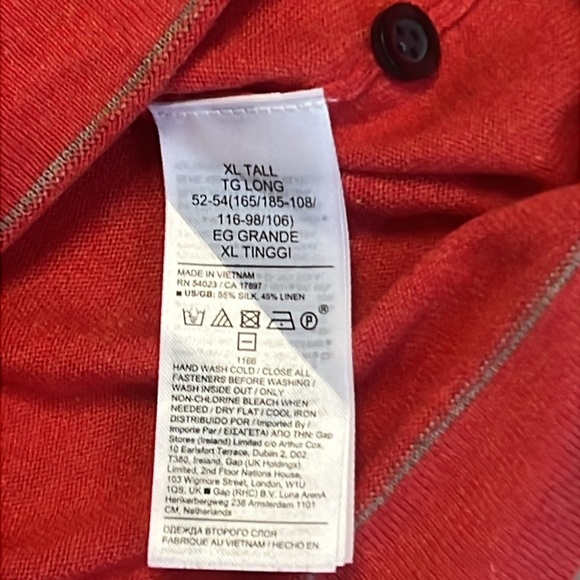 Banana Republic Silk Linen Blend Knit Polo XL Tall Coral Red EUC - Picture 8 of 9